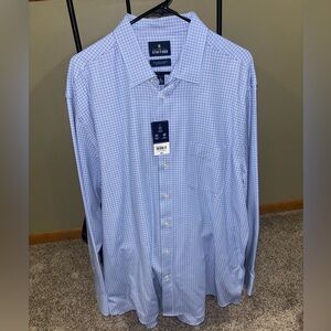 Stafford Men's Light Blue Plaid Dress Shirt